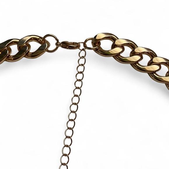 Gold Tone Flat Cuban Link Chain Necklace - Picture 3 of 3